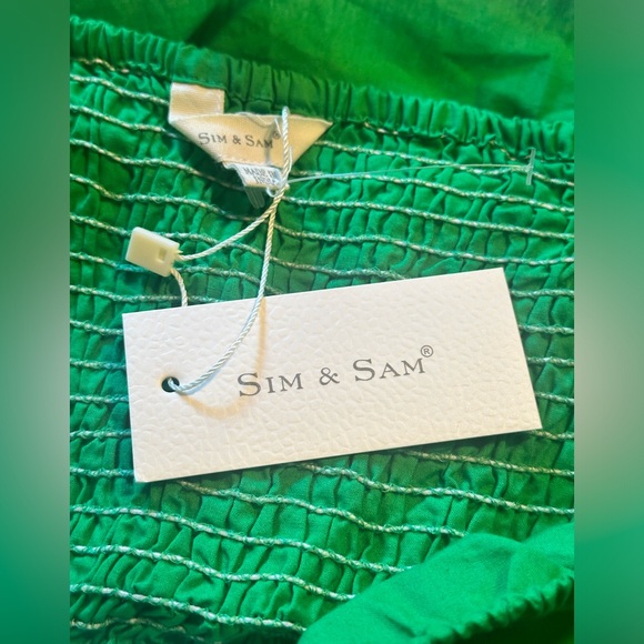 NWT sz M Sim & Sam emerald green ruched puff bubble sleeve top blouse - Picture 6 of 9